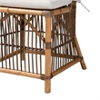 Baxton Studio Kim White Fabric and Natural Brown Rattan Dining Chair