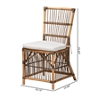Baxton Studio Kim White Fabric and Natural Brown Rattan Dining Chair