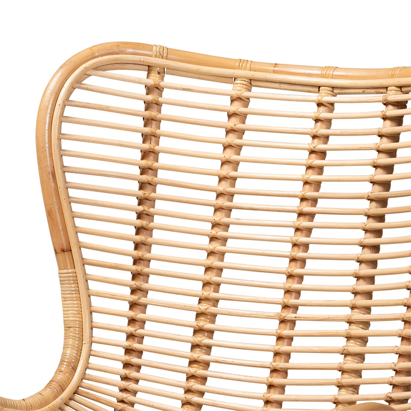 Baxton Studio Colorado Natural Brown Rattan and Black Metal Accent Chair