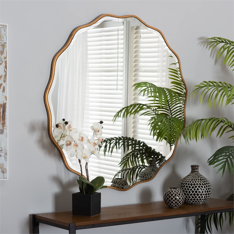 Baxton Studio Weston Antique Goldleaf Finished Wood Accent Wall Mirror