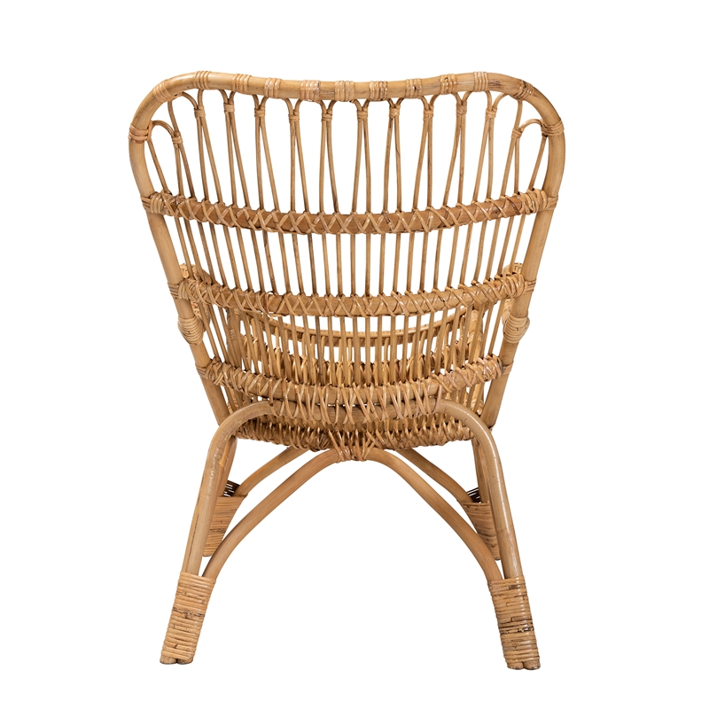Baxton Studio Earvin Modern Bohemian Natural Brown Rattan Armchair