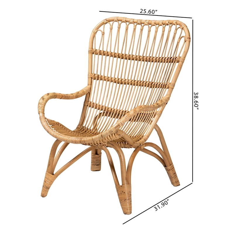 Baxton Studio Earvin Modern Bohemian Natural Brown Rattan Armchair