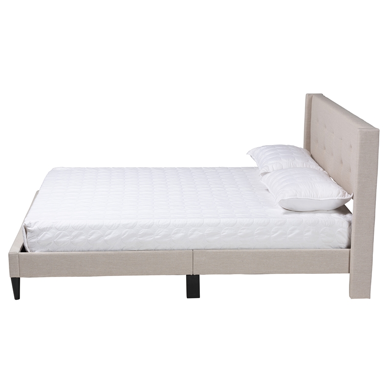 Baxton Studio Casol Beige Fabric Upholstered Full Size Platform Bed