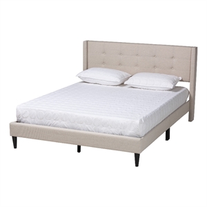 Baxton Studio Casol Beige Fabric Upholstered Queen Size Platform Bed