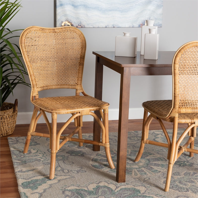 baxton studio irene modern bohemian natural rattan dining chair