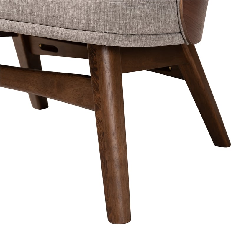 Baxton Studio Lovella Gray Fabric and Walnut Brown Wood 2-Piece Accent Chair Set