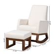 Baxton Studio Yashiya White Upholstered Brown Wood 2-Piece Chair and Ottoman Set