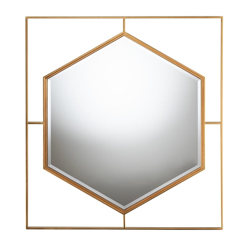 Baxton Studio Gates Glam and Luxe Antique Goldleaf Metal Accent Wall Mirror
