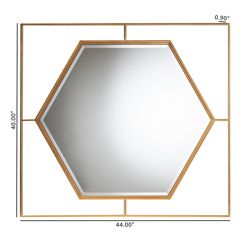 Baxton Studio Gates Glam and Luxe Antique Goldleaf Metal Accent Wall Mirror