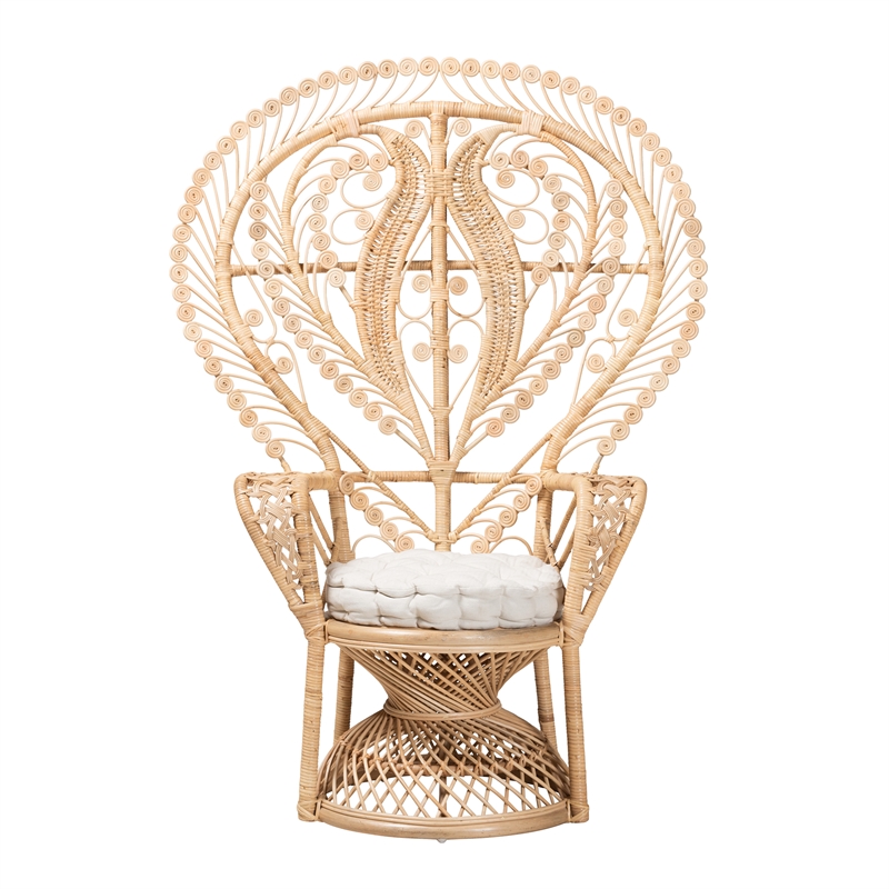 Baxton Studio Fedra Modern Bohemian Natural Brown Rattan Peacock Accent Chair