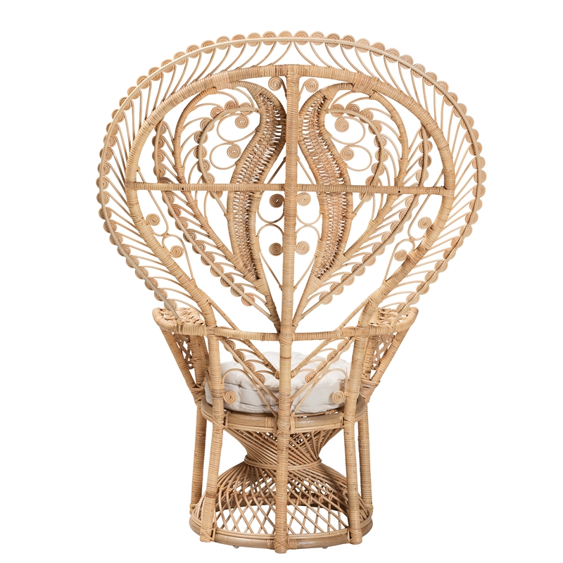 Baxton Studio Fedra Modern Bohemian Natural Brown Rattan Peacock Accent Chair