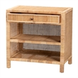 Baxton Studio Bella Brown Mahogany Wood and Rattan 1-Drawer Console Table