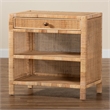 Baxton Studio Bella Brown Mahogany Wood and Rattan 1-Drawer Console Table