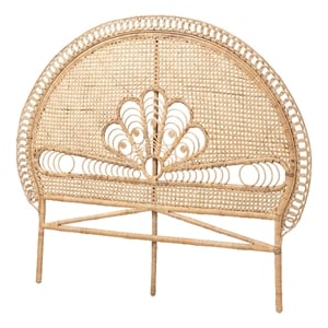 Baxton Studio Marlette Natural Brown Rattan Queen Size Standalone Headboard