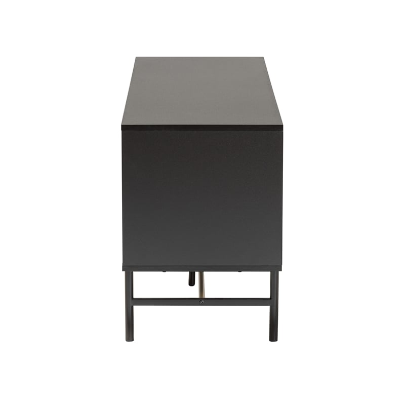 Baxton Studio Truett Brown Wood and Two-Tone Black and Gold Metal TV Stand