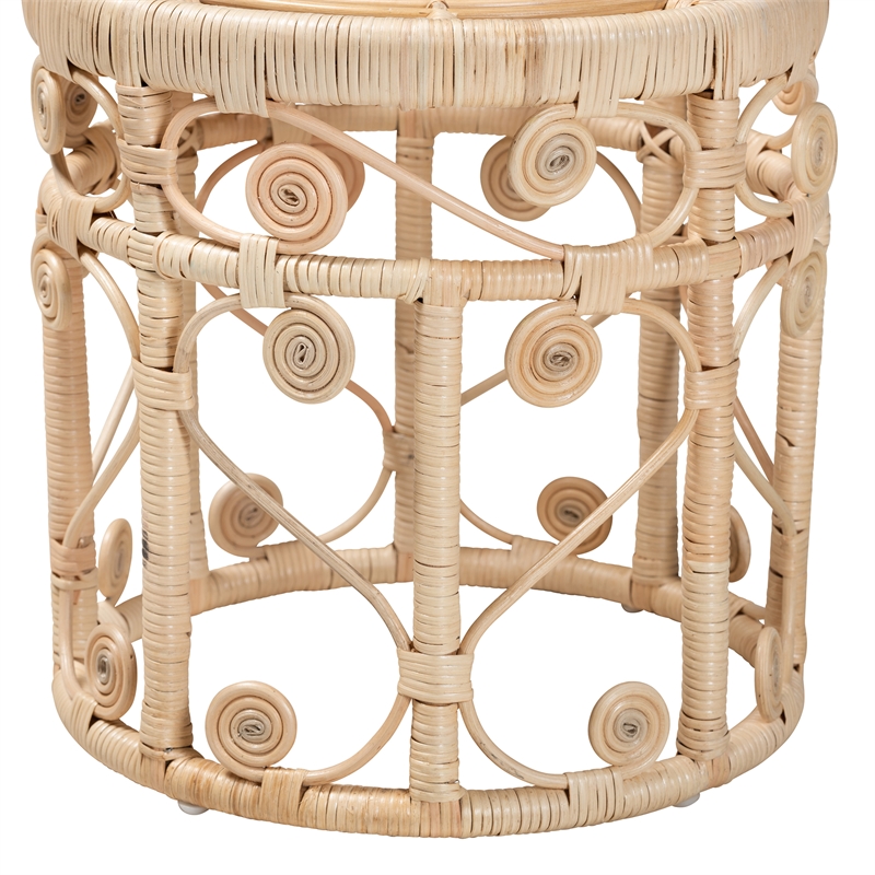 Baxton Studio Natural Brown Rattan 2-Piece Nesting End Table Set