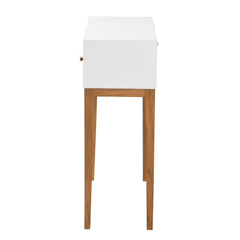 Baxton Studio Odile Two-Tone Brown and White Bayur Wood 1-Drawer Console Table