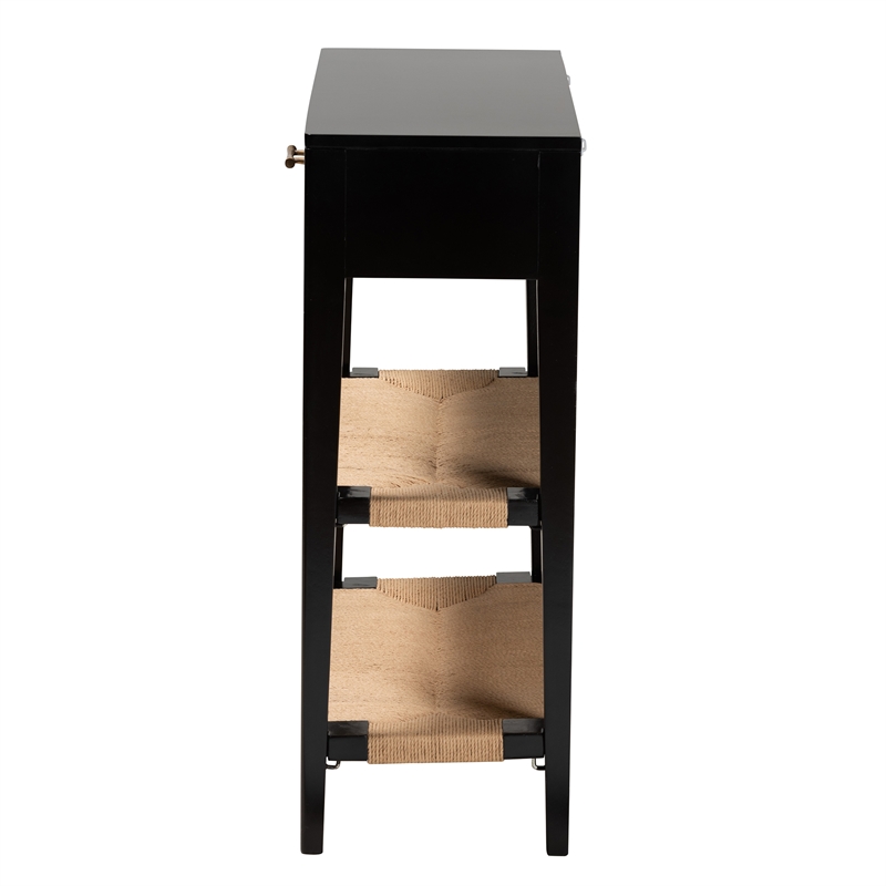 Baxton Studio Freya Black Finished Bayur Wood 1-Drawer Console Table