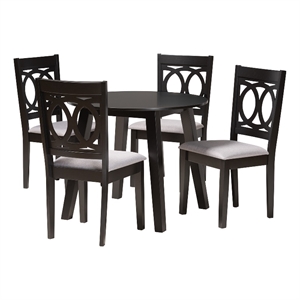 Baxton Studio Louisa Gray Fabric and Dark Brown Wood 5-Piece Dining Set