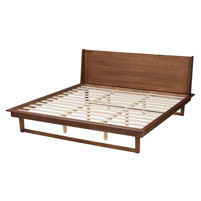 Baxton Studio Macayle Ash Walnut Finished Wood King Size Platform Bed