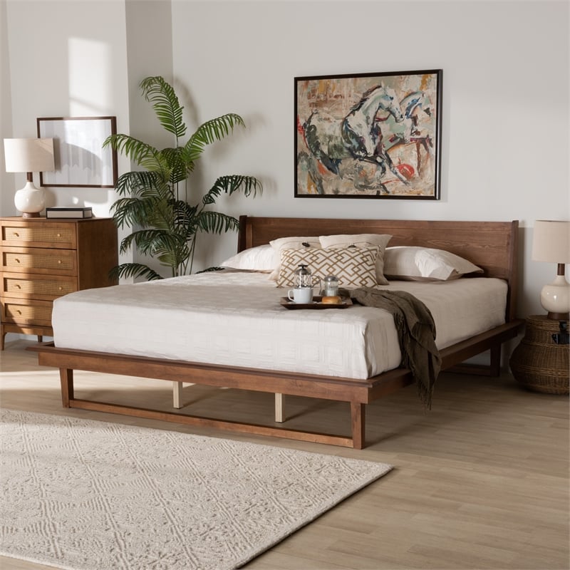 Baxton Studio Macayle Ash Walnut Finished Wood King Size Platform Bed