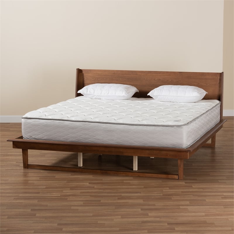 Baxton Studio Macayle Ash Walnut Finished Wood King Size Platform Bed