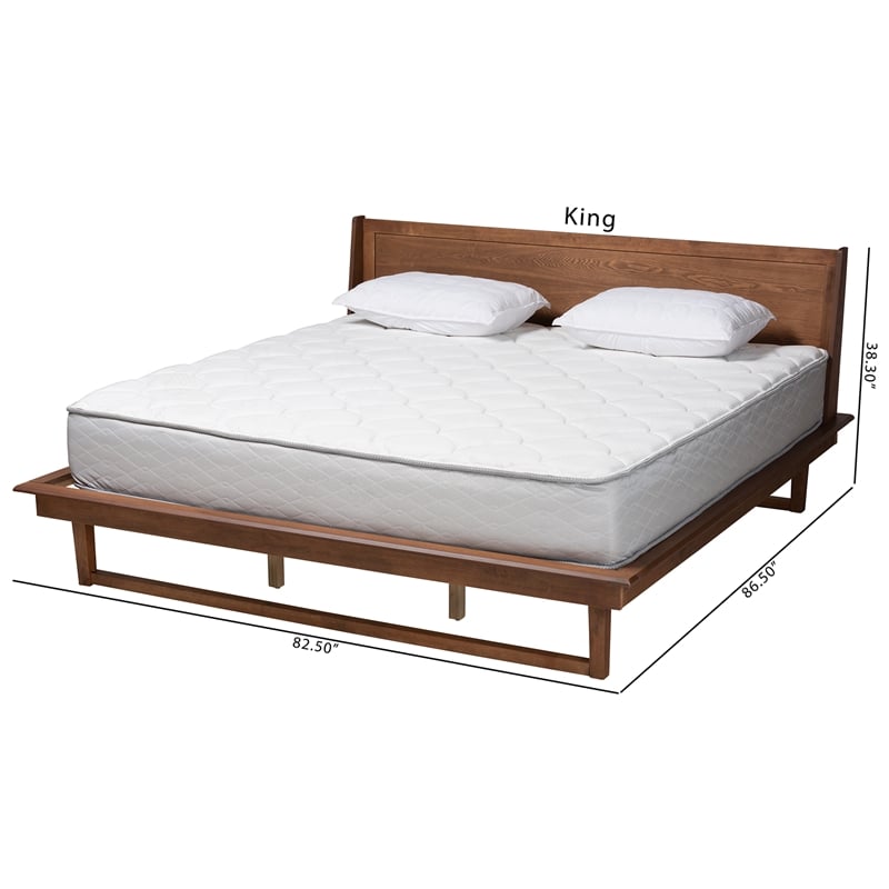 Baxton Studio Macayle Ash Walnut Finished Wood King Size Platform Bed