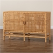 Baxton Studio Vivan Natural Brown Rattan and Mahogany Wood Storage Cabinet