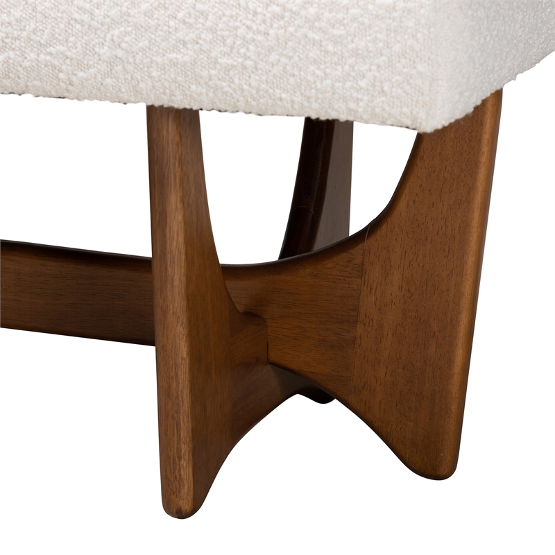 Baxton Studio Theo Cream Boucle Fabric and Walnut Brown Finished Wood Bench