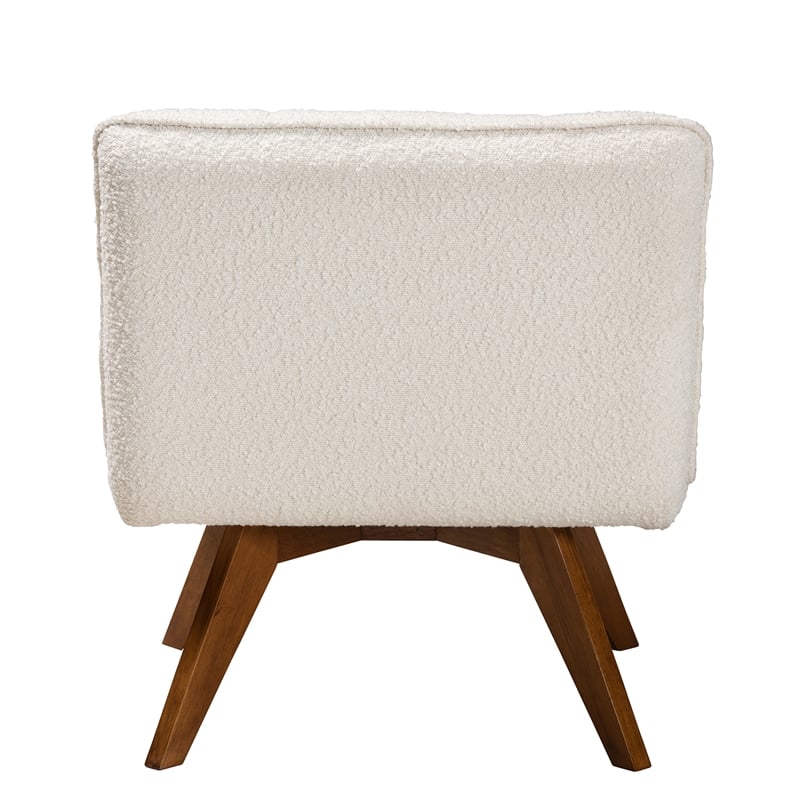 Baxton Studio Darielle Cream Boucle Fabric and Brown Rubberwood Accent Chair