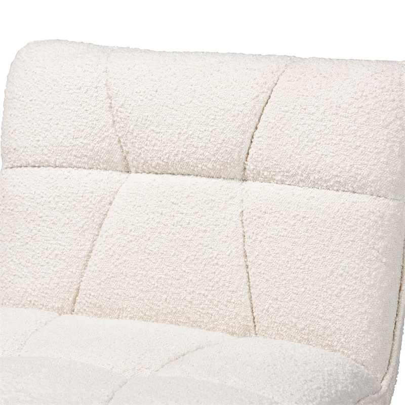 Baxton Studio Darielle Cream Boucle Fabric and Brown Rubberwood Accent Chair