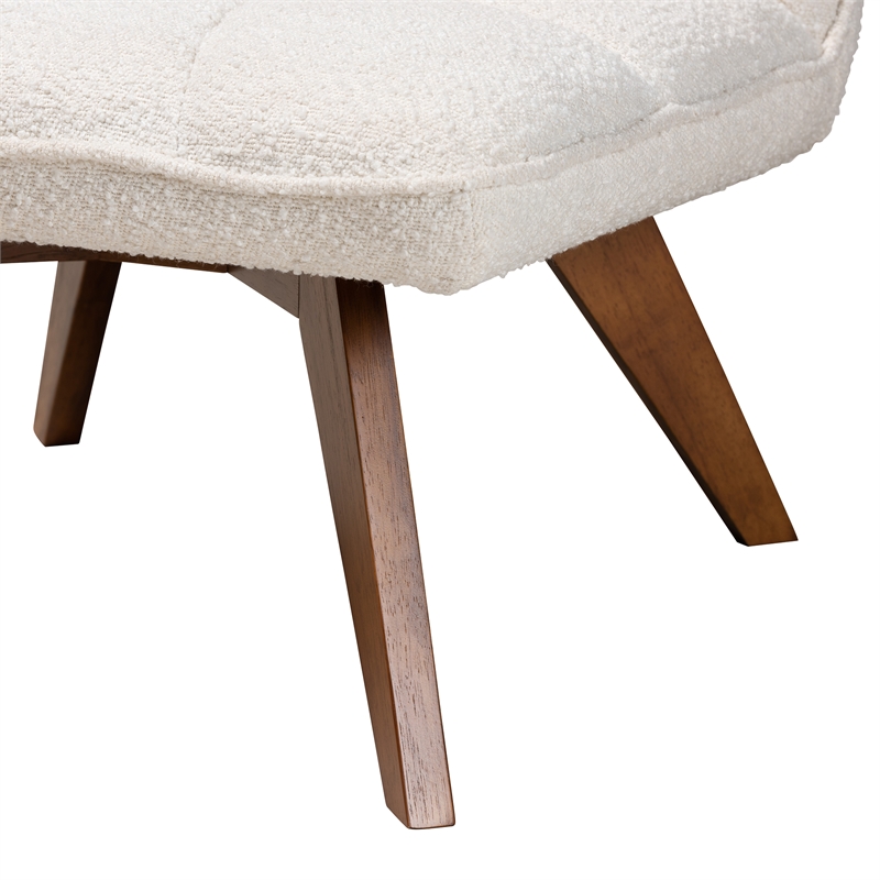 Baxton Studio Darielle Cream Boucle Fabric and Brown Rubberwood Accent Chair