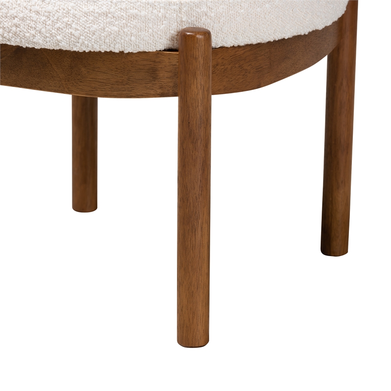 Baxton Studio Iliana Cream Boucle Fabric and Brown Rubberwood Ottoman Footstool