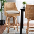 Baxton Studio Bella Modern Bohemian Natural Brown Rattan Bar Stool