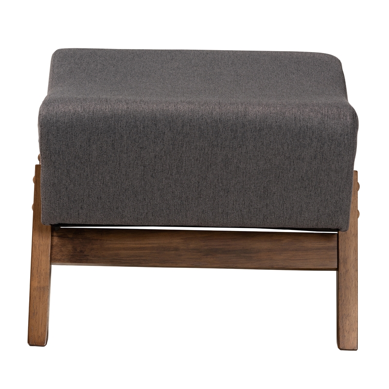 Baxton Studio Hanson Dark Gray Fabric and Walnut Brown Finished Wood Ottoman