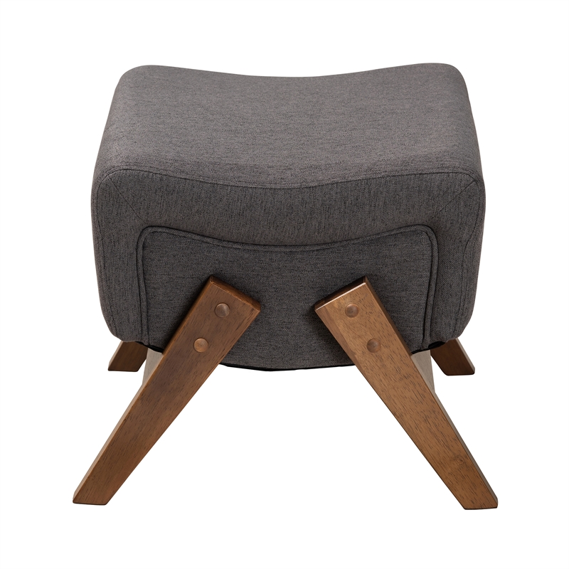Baxton Studio Hanson Dark Gray Fabric and Walnut Brown Finished Wood Ottoman