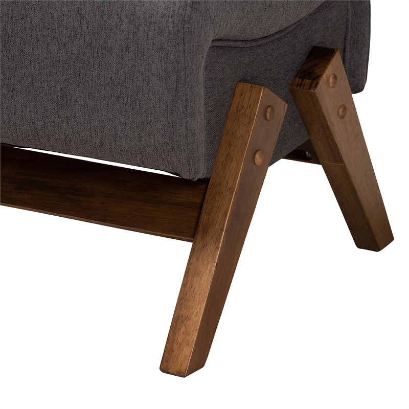 Baxton Studio Hanson Dark Gray Fabric and Walnut Brown Finished Wood Ottoman