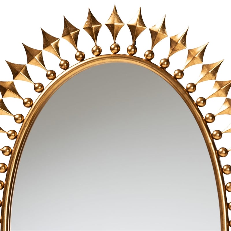 Baxton Studio Rogier Antique Goldleaf Metal Accent Wall Mirror