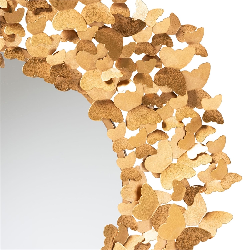 Baxton Studio Tauriel Antique Goldleaf Metal Butterfly Accent Wall Mirror
