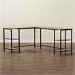 Baxton Studio Lydia Brown Wood and Black Metal L-Shaped Desk with Shelves