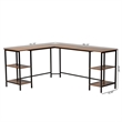Baxton Studio Lydia Brown Wood and Black Metal L-Shaped Desk with Shelves