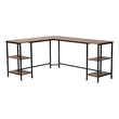 Baxton Studio Lydia Brown Wood and Black Metal L-Shaped Desk with Shelves