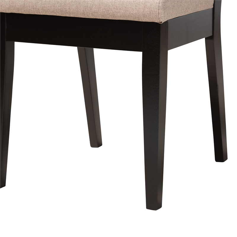 Baxton Studio Mana Sand Fabric and Dark Brown Finished Wood 7-Piece Dining Set