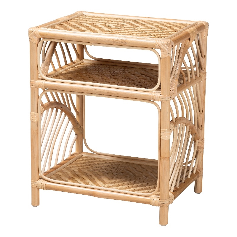 Baxton Studio Baara Modern Bohemian Natural Brown Rattan Nightstand