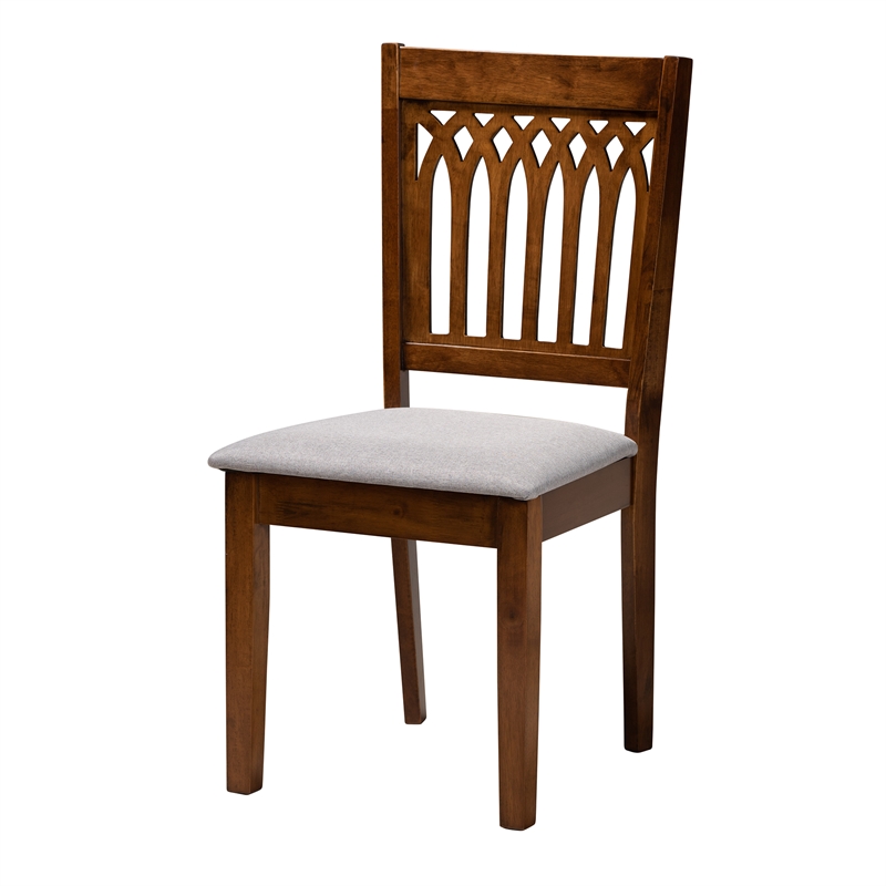 Baxton Studio Genesis Gray Fabric and Walnut Brown Wood 6-Piece Dining Set