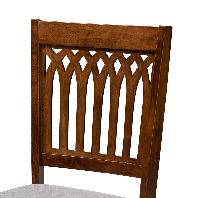 Baxton Studio Genesis Gray Fabric and Walnut Brown Wood 6-Piece Dining Set