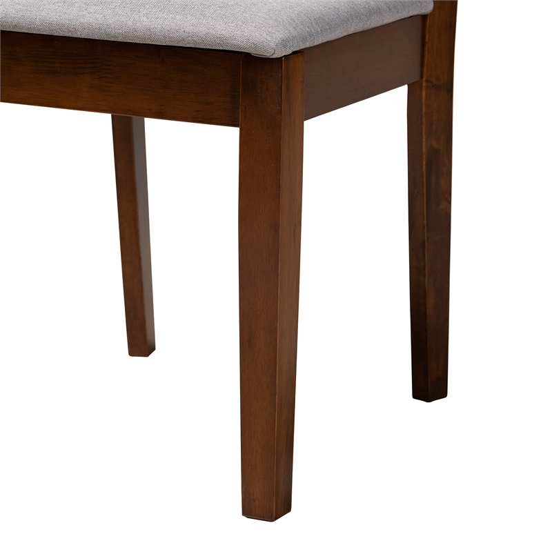 Baxton Studio Genesis Gray Fabric and Walnut Brown Wood 6-Piece Dining Set