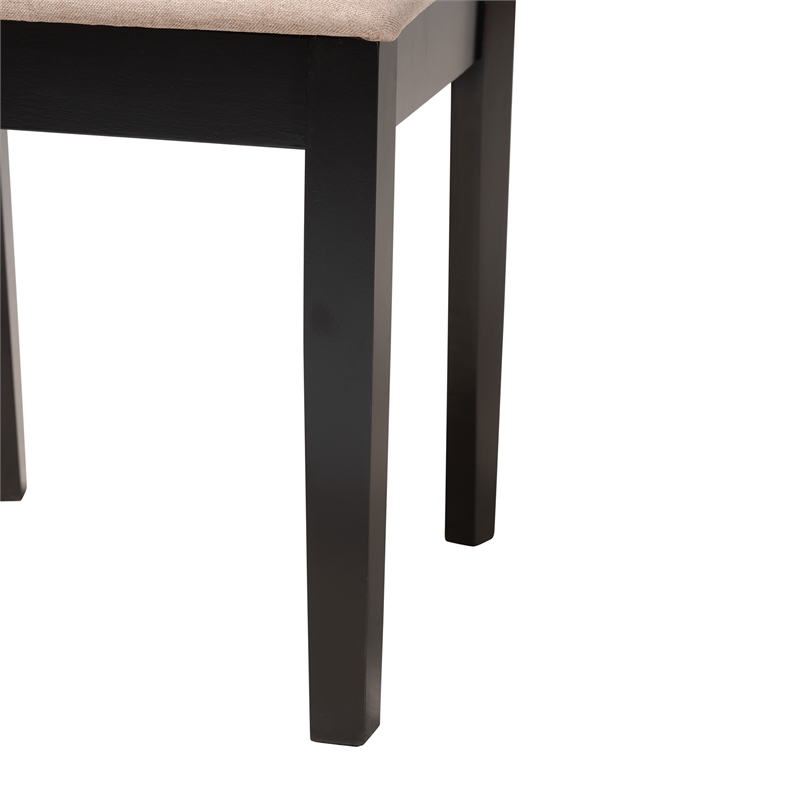 Baxton Studio Genesis Beige Fabric and Dark Brown Wood 6-Piece Dining Set