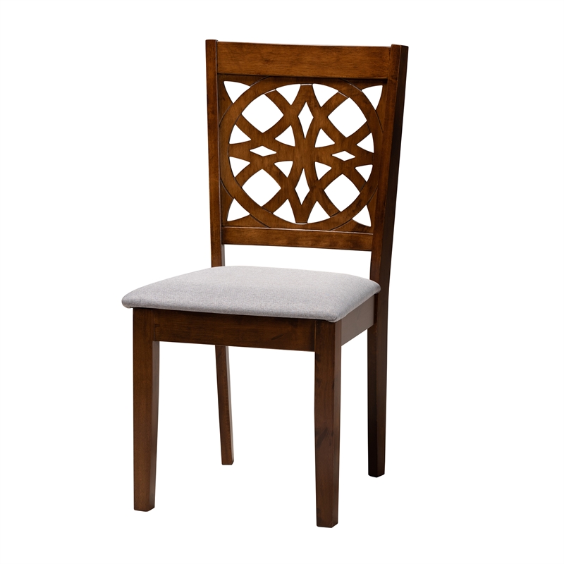 Baxton Studio Abigail Gray Fabric and Walnut Brown Wood 6-Piece Dining Set