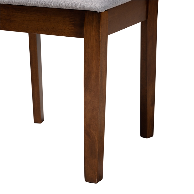 Baxton Studio Abigail Gray Fabric and Walnut Brown Wood 6-Piece Dining Set